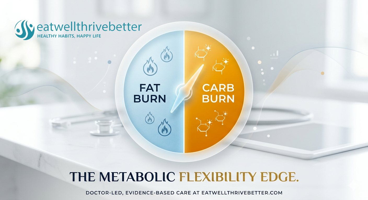 Metabolic flexibility concept showing body switching between carbs and fat